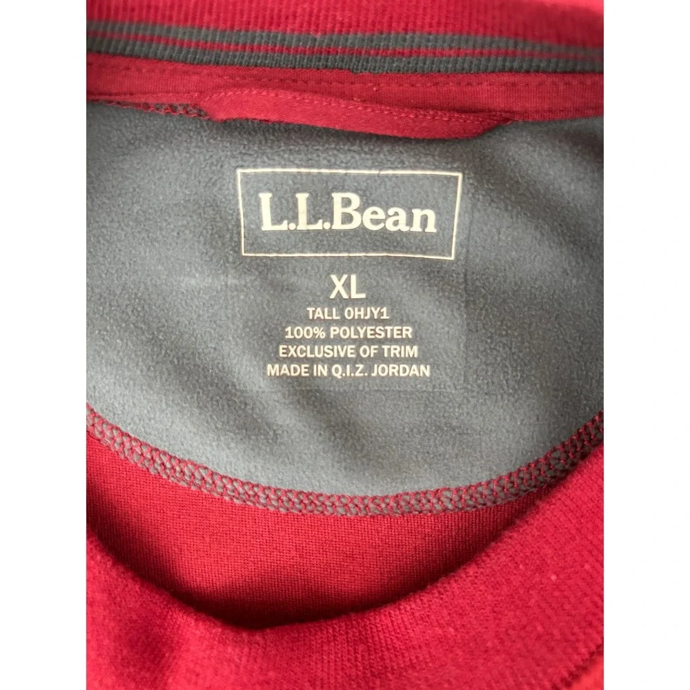 LL Bean Red Fleece Pullover Long Sleeve Pocket Mens Tall XL Outdoor Thermal Base